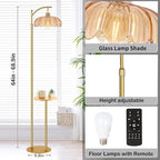 QIYIZM Gold Floor Lamp with Table and Shelves - Image 4