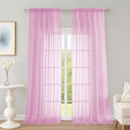 Extra Long Pink Sheer Curtains 96 Inches Long 2 Panels Set, Soft Lightweight by OWENIE