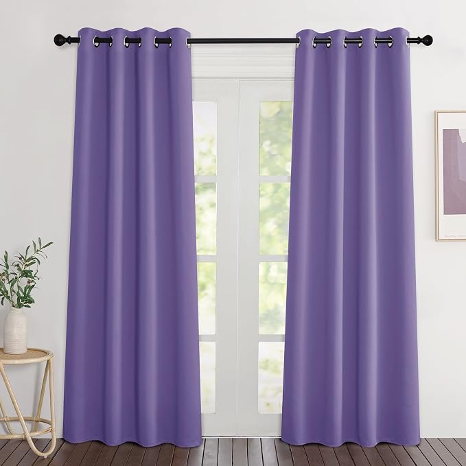 NICETOWN Lilac Purple Blackout Doorway Curtains 80 inch Length 2 Panels by NICETOWN