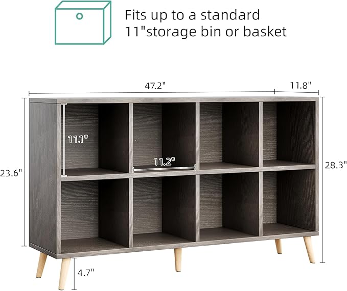 8-Cube Bookshelf 2 Tier Retro Bookcase - Image 3