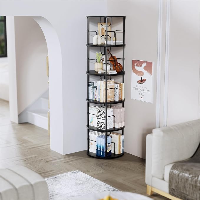 ALLSTAND 5 Tier Rotating Bookshelf, 360 ° Display Stackable Spinning Bookshelf - Image 6