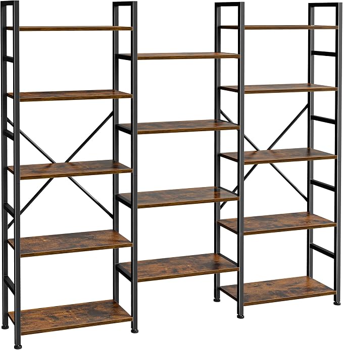 SUPERJARE Triple Bookshelf, Bookcase by SUPERJARE