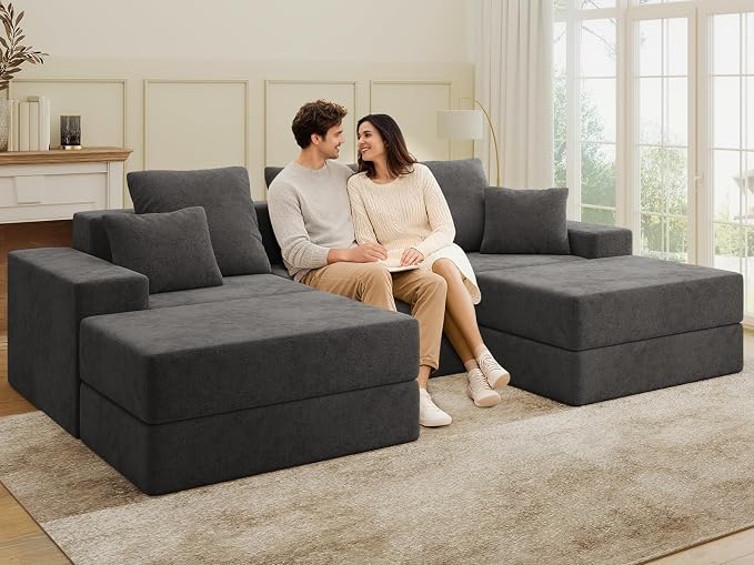 Living&Giving 101" U-Shaped Cloud Sectional Couch - Image 8