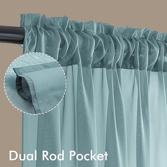 MIULEE Dusty Blue Sheer Curtains 84 Inches Long 4 Panels 42 x 84 Inches | Light - Image 3