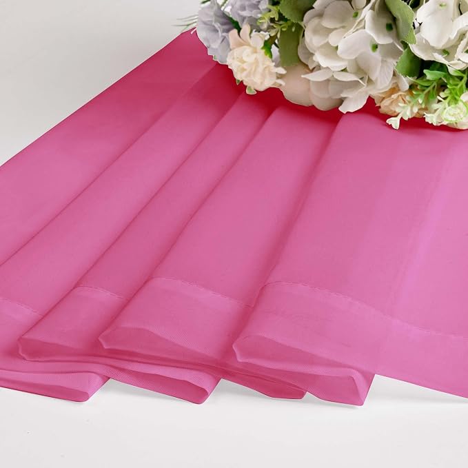 Hot Pink Sheer Curtains for Bedroom Living Room 96 Inches Long 2 Panels Set - Image 7