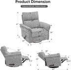 Rocking Chair Nursery with Adjustable Headrest, Manual Swivel Rocker Recliner - Image 3