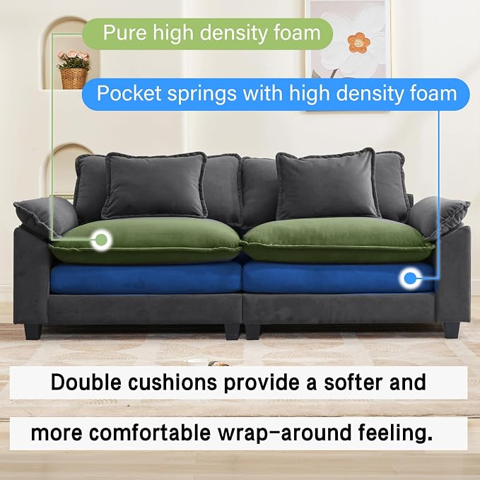 Oprisen 86" Modular Sectional Sofa, Comfy Cloud Couch Sectional Sofa - Image 3