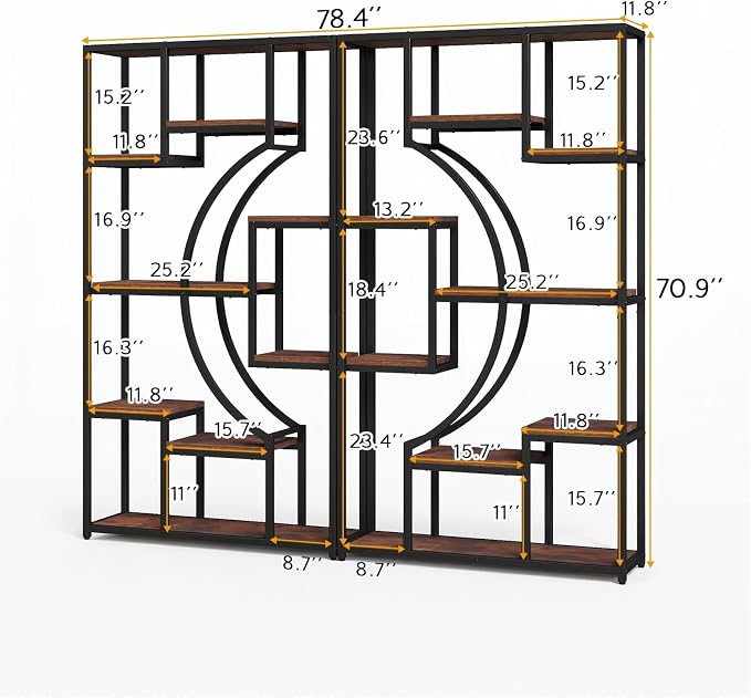 HolliWill 70.8" Tall Bookshelf Set of 2, Etagere Bookcase - Image 2
