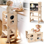 Woodure 3-in-1 Toddler Kitchen Step Stool, Foldable Learning Standing Tower by CraftingNatureandComforts