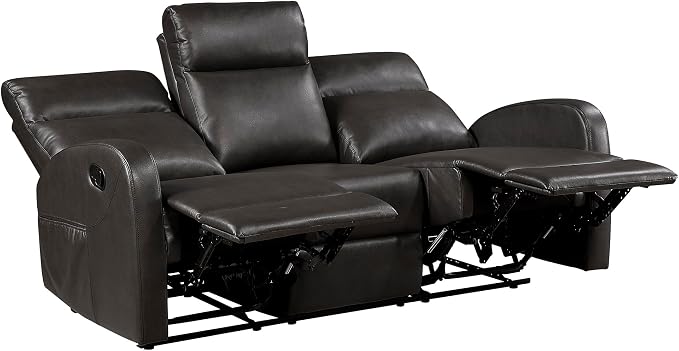 Lexicon Manual Reclining Sofa, Faux Leather Recliner Sofa, Wall Hugger - Image 10