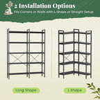 Huuger 5 Tier Bookshelf, L Shaped Corner Bookshelf - Image 9
