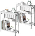 End Table Set of 2 for Small Space, 3-Tier Narrow Side Table by HOME