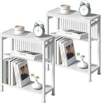 End Table Set of 2 for Small Space, 3-Tier Narrow Side Table by HOME