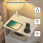 Fixwal Night Stand with 3 Color Temperature Bulb Attached, Nightstand with - Image 4