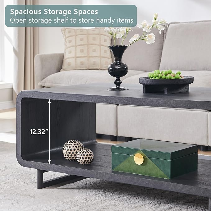 IFGET 48" Modern Coffee Table, 2-Tier Minimalist Center Table - Image 4