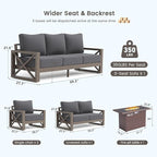 UDPATIO Aluminum Patio Furniture Set, Faux Wood Grain Modern Outdoor Furniture - Image 8