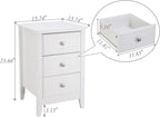 Bonnlo White Nightstand with 3 Drawers, Modern Night Stand - Image 3