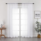 White Sheer Curtains 72 Inches Long 2 Panels Set, Transparent Voile Sheer - Image 2