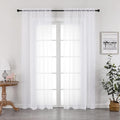 White Sheer Curtains 90 Inches Long 2 Panels by OVZME