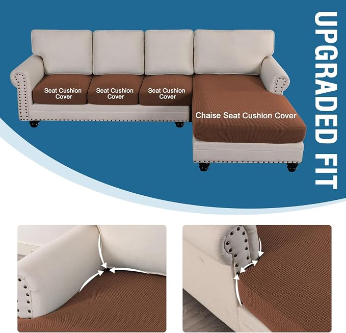 H.VERSAILTEX Sectional Couch Covers 4 Pieces Sofa Seat Cushion Covers L Shape - Image 4