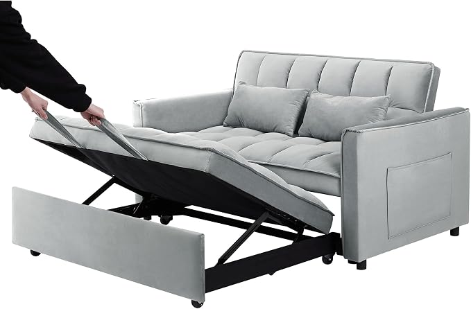 3-in-1 Convertible Sleeper Sofa Bed, 55 inch Small Couch - Image 6