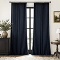 MIULEE Navy Blue Pinch Pleated 100% Blackout Linen Curtains 40x84 Inches | Room by MIULEE