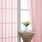 Blush Pink Sheer Curtains 72 Inches Long 2 Panels Set, Light Filtering Sheer - Image 3