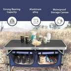 Folding Camping Table with Storage Compartment Aluminum Lightweight Camp - Image 4