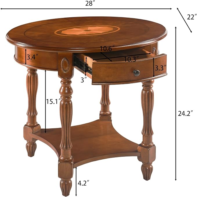 PADMA HOUSE Traditional Wood Oval End Table - Image 2