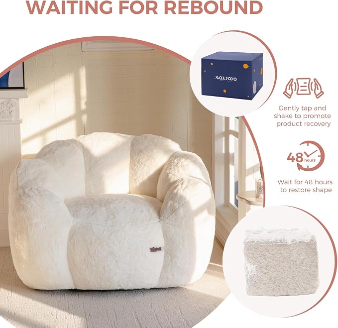 MAXYOYO Bean Bag Chair for Adults, Floral Shaped Bean Bag Sofa, Ultra Soft Faux - Image 8