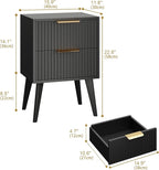 YAUKOMEL Small Black Night Stand, Mid Century Modern Bedside Table, Nightstand - Image 3