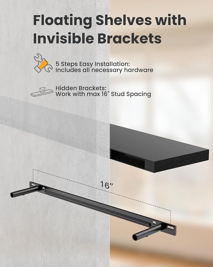 AMADA HOMEFURNISHING Floating Shelves Wall Mounted, 32 x 7 Inch Wall Shelves - Image 9