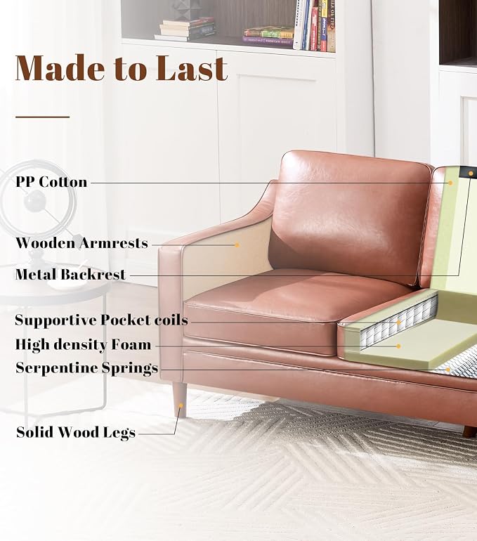Kingfun Living Room Furniture Sets, 3 Seater Couch and Loveseat, Mid Century - Image 5