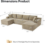 125 Inch Modular Sectional Sofa, Cloud Couch Oversized U Shaped Corduroy Sofa - Image 2