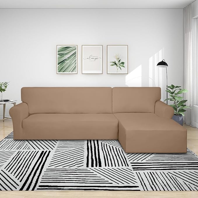 PureFit Stretch Sectional Couch Covers 2 pcs Non Slip L Shape Sofa Cover | - Image 2