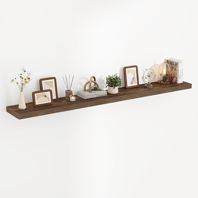 Acovy 72 Inch Floating Shelves, 3D Textured Wood Grain, Wooden Shelves by Acovy