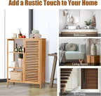 Tangkula Bamboo Bathroom Floor Cabinet, Storage Cabinet - Image 9