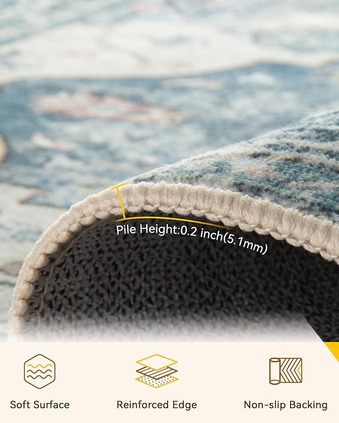 RELEANY Washable Area Rug, Runner 2'x7', Water Repellent, Pet Friendly - Image 3