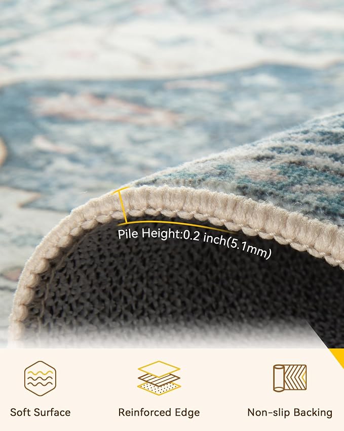 RELEANY Washable Area Rug, Runner 2'x5', Water Repellent, Pet Friendly - Image 4