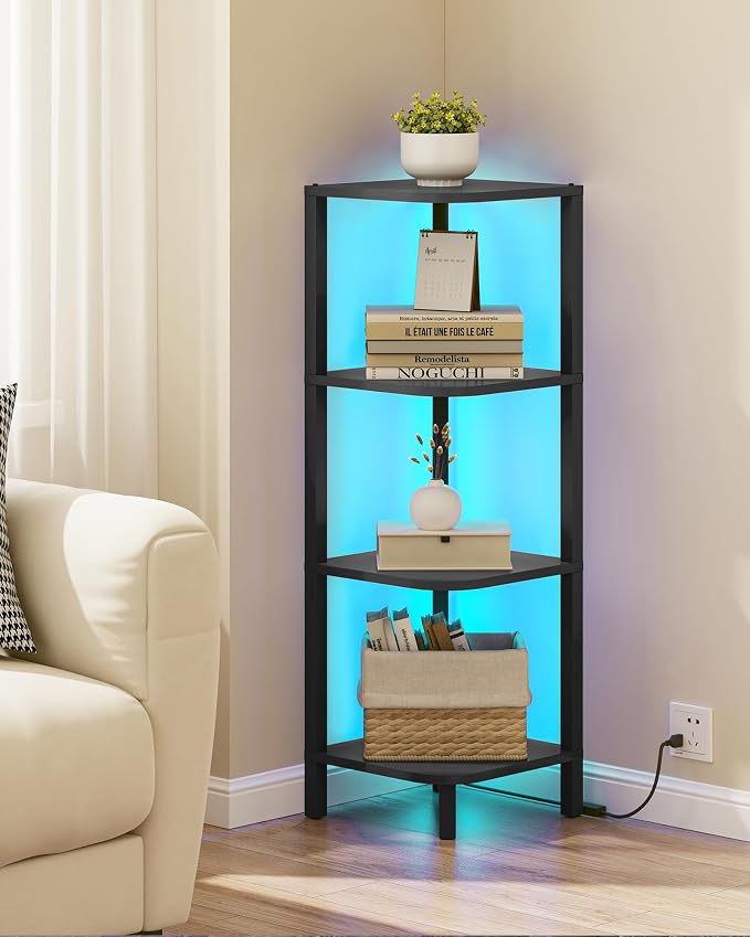 TUTOTAK Corner Shelf, 4-Tier Corner Bookshelf - Image 6