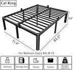 ROIL 14 inch California King Size Bed Frame Metal Platform No Box Spring Needed - Image 3