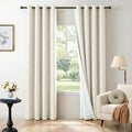 100% Blackout Linen Textured Curtains 72 Inch Long, Light Blocking, Thermal by 100BlackoutShield