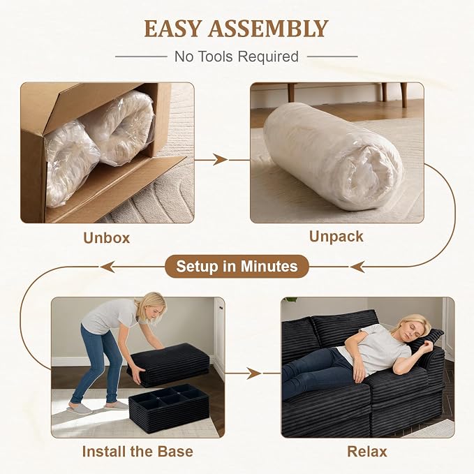 Upgrade Boneless Couch with Storage, Extra Deep&High Seat Modular Sectional - Image 9