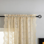 YJ YANJUN Vintage Lace Curtains 54 Inch Length-Victorian Floral Patterns and - Image 3