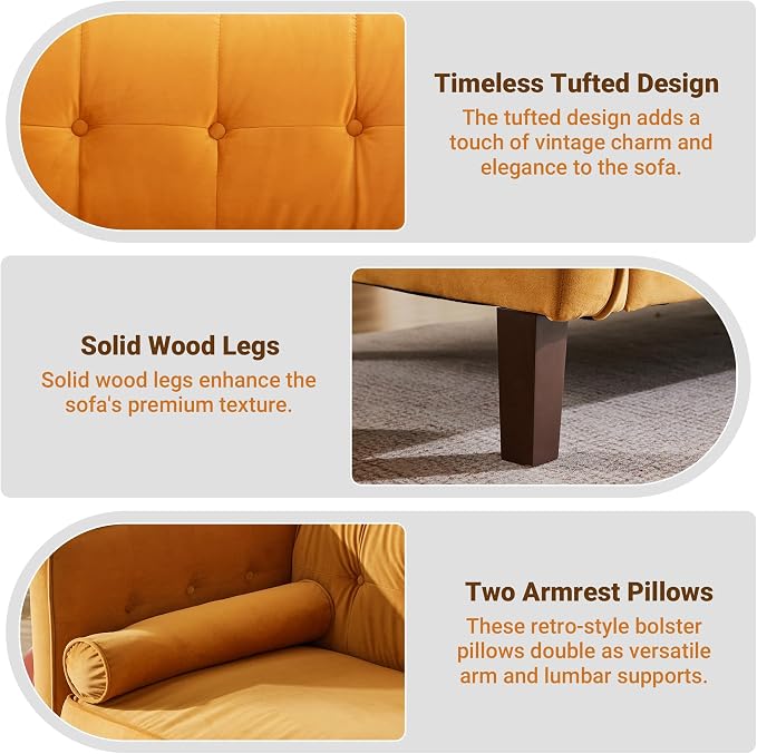 Dreamsir 58'' W Velvet Sofa, Mid-Century Modern Love Seats Sofa Furniture - Image 6