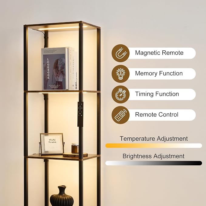 Corner Shelf with Lights, 5-Tier Display Shelf Curio Cabinet, 3 Color Dimmable - Image 3