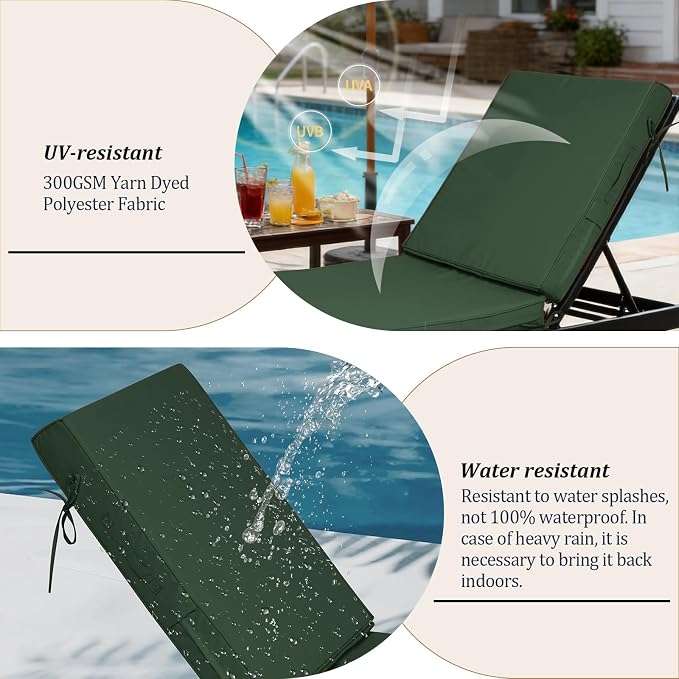 80x26x4in Lounge Cushions for Outdoor Furniture, Outdoor Lounge Chair Cushions - Image 7