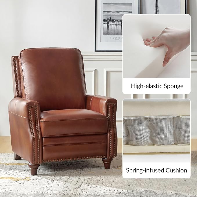 HULALA HOME Genuine Leather Manual Recliner Chair - Image 4