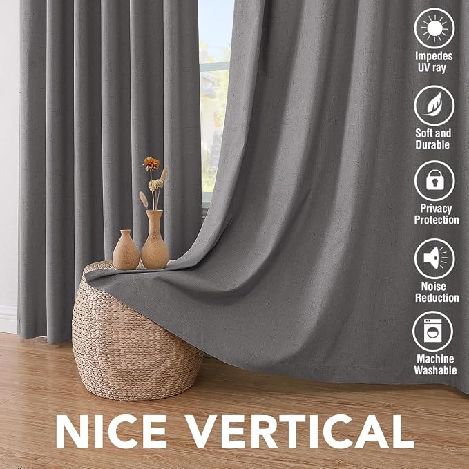 H.VERSAILTEX Linen Blackout Curtains 54 Inches Long 100% Absolutely Blackout - Image 7