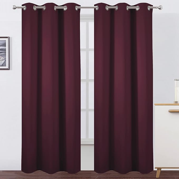 Burgundy Red Thermal Blackout Curtains/38 x 84 Inch/Set of 2 Panels Room by Lemomo